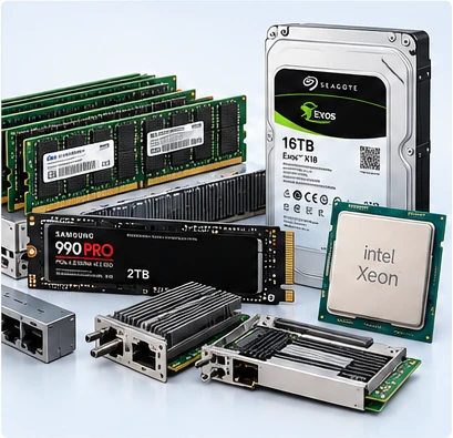 Enterprise server RAM, SSD, HDD, processors and network adapters